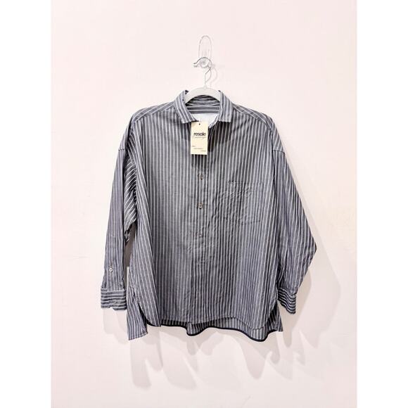 TICCA Somelos Tecidos Striped High-Low Button Down Shirt Gray Women's F/One Size - Picture 1 of 5